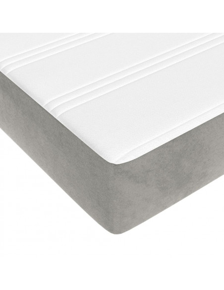 Materasso a Molle Grigio Chiaro 120x200x20 cm in Velluto