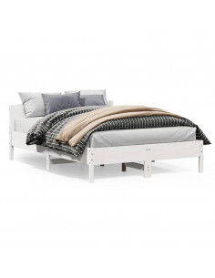 Giroletto con Testiera Bianco 160x200 cm Legno Massello di Pino 2