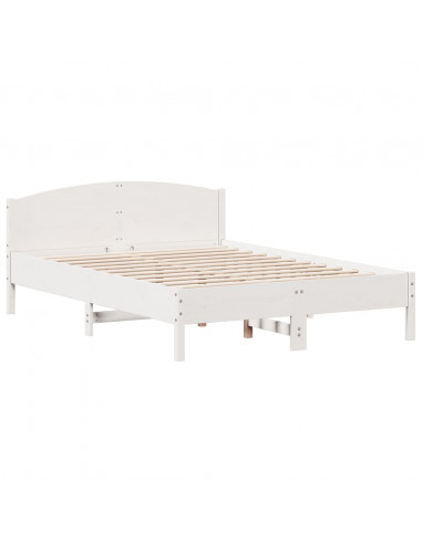 Giroletto con Testiera Bianco 160x200 cm Legno Massello di Pino