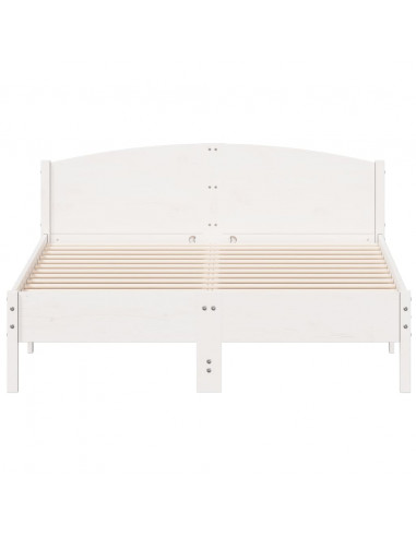 Giroletto con Testiera Bianco 160x200 cm Legno Massello di Pino