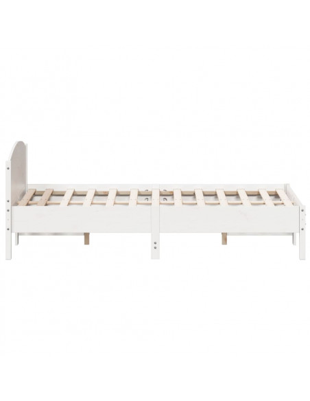 Giroletto con Testiera Bianco 160x200 cm Legno Massello di Pino