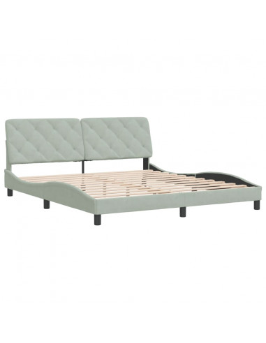 Giroletto con Testiera Grigio Chiaro 180x200 cm in Velluto