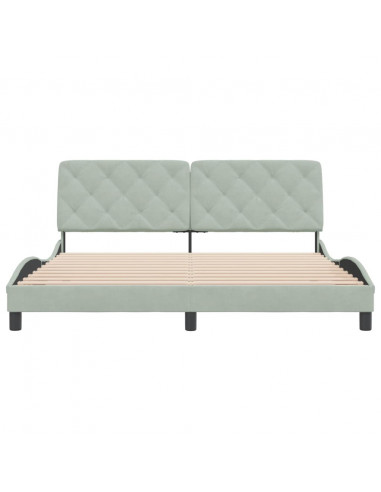 Giroletto con Testiera Grigio Chiaro 180x200 cm in Velluto