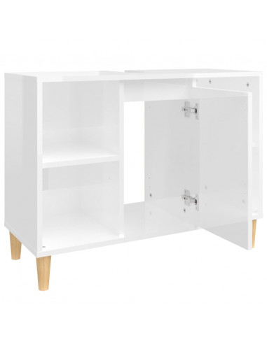 Mobile Lavabo Bianco Lucido 80x33x60 cm in Legno Multistrato
