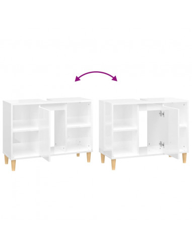 Mobile Lavabo Bianco Lucido 80x33x60 cm in Legno Multistrato