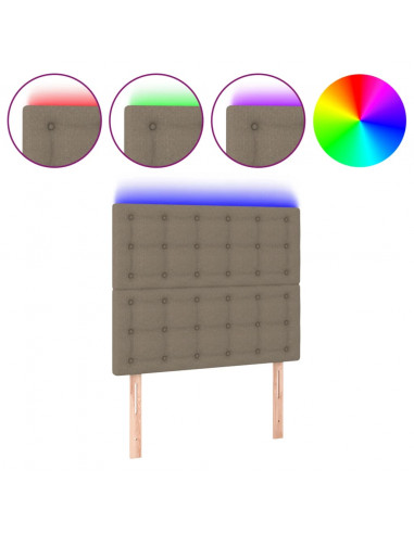 Testiera a LED Tortora 100x5x118/128 cm in Tessuto