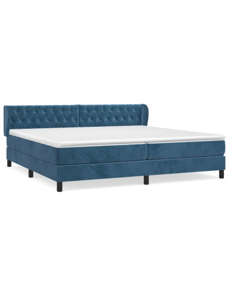 Giroletto a Molle con Materasso Blu Scuro 200x200 cm in Velluto