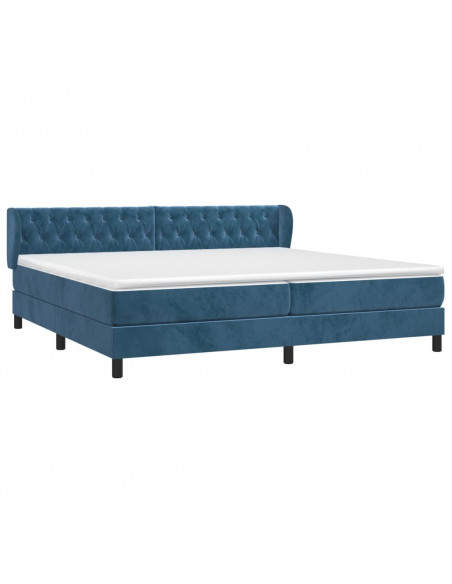 Giroletto a Molle con Materasso Blu Scuro 200x200 cm in Velluto