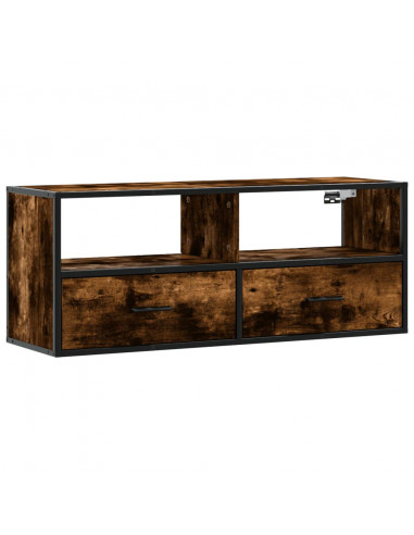 Mobile TV Rovere Fumo 100x31x39,5cm Legno Multistrato e Metallo