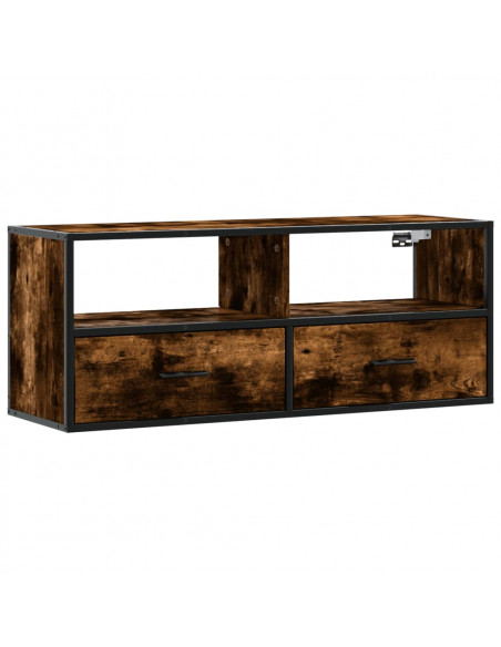 Mobile TV Rovere Fumo 100x31x39,5cm Legno Multistrato e Metallo