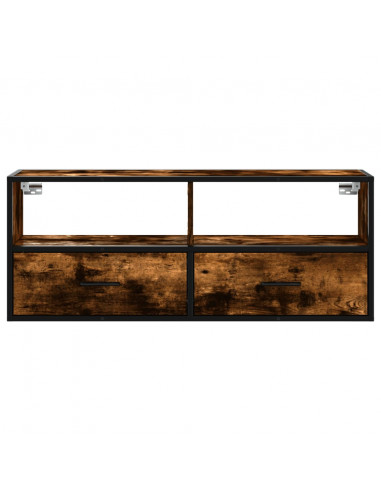 Mobile TV Rovere Fumo 100x31x39,5cm Legno Multistrato e Metallo
