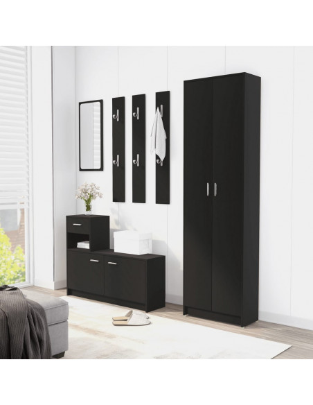 Armadio da Corridoio Nero 55x25x189 cm Legno Multistrato