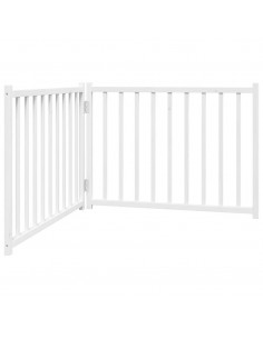 Cancello Cani Pieghevole 2 Pannelli Bianco 160cm Massello Abete 2