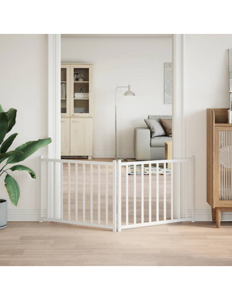 Cancello Cani Pieghevole 2 Pannelli Bianco 160cm Massello Abete
