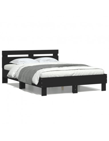 Giroletto con Testiera Nero 120x190 cm in Legno Multistrato