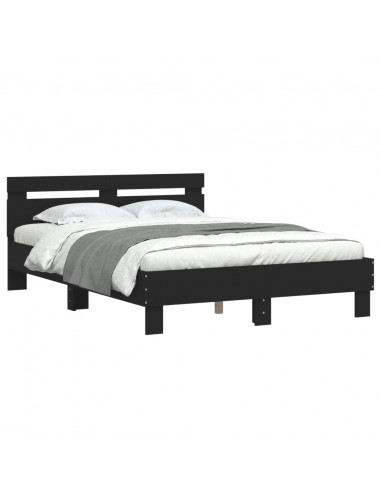 Giroletto con Testiera Nero 120x190 cm in Legno Multistrato