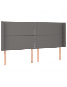 Testiera ad Orecchio Grigio 183x16x118/128 cm in Similpelle 2