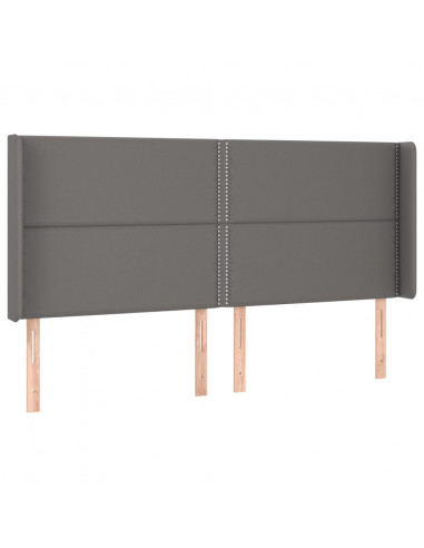 Testiera ad Orecchio Grigio 183x16x118/128 cm in Similpelle