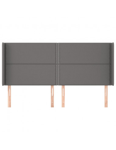 Testiera ad Orecchio Grigio 183x16x118/128 cm in Similpelle