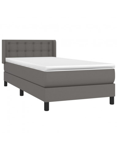 Giroletto a Molle con Materasso Grigio 90x190 cm in Similpelle