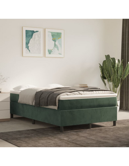 Giroletto a Molle con Materasso Verde Scuro 120x190 cm Velluto