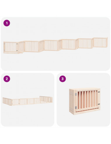 Cancello per Cani Porta Pieghevole 12 Pannelli 960 cm in Pioppo