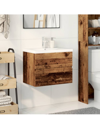 Mobile Bagno con Lavabo Integrato Legno Antico 61x39,5x49 cm