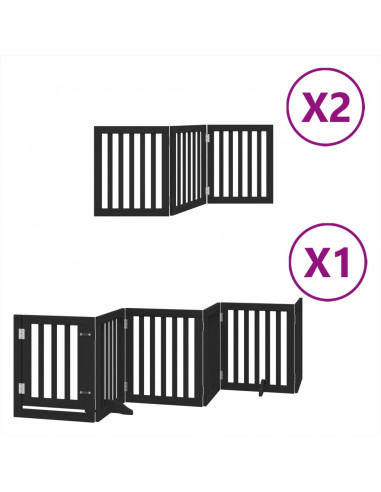 Cancello Cani Porta Pieghevole Nero 12 Pannelli 600 cm Pioppo