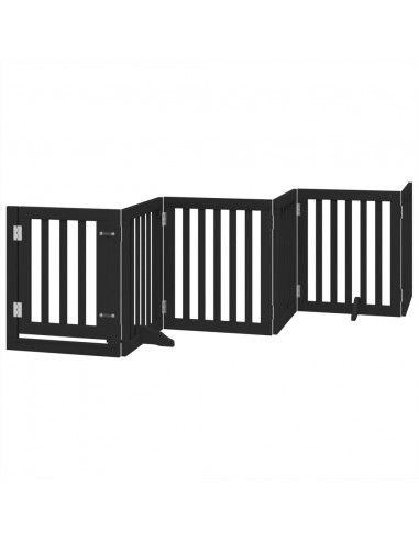 Cancello Cani Porta Pieghevole Nero 12 Pannelli 600 cm Pioppo