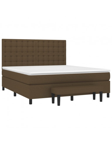 Giroletto a Molle con Materasso Marrone Scuro 160x200cm Tessuto