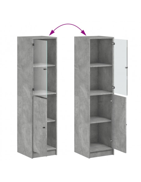 Credenza con Anta in Vetro Grigio Cemento 35x37x142 cm