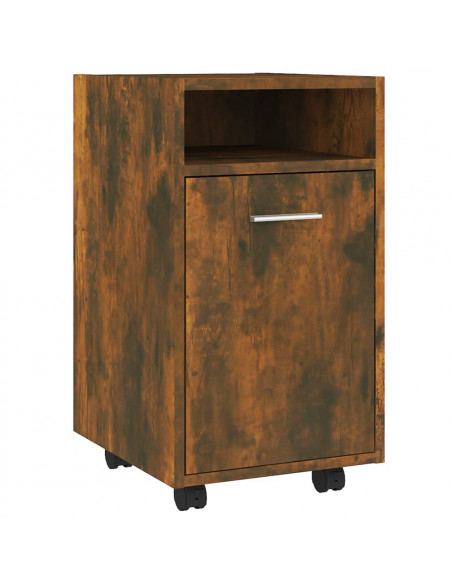 Mobiletto con Ruote Rovere Fumo 33x38x60 cm Legno Multistrato