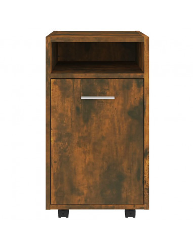 Mobiletto con Ruote Rovere Fumo 33x38x60 cm Legno Multistrato
