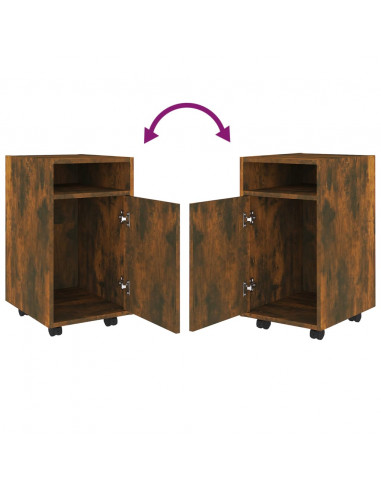 Mobiletto con Ruote Rovere Fumo 33x38x60 cm Legno Multistrato