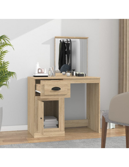 Toeletta Specchio Rovere Sonoma 90x50x132,5cm Legno Multistrato