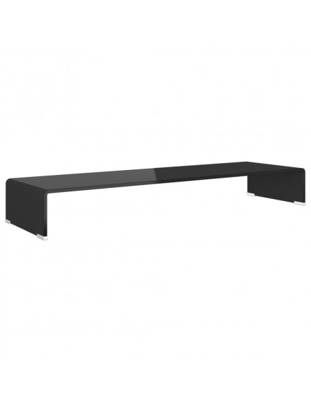 Mobile/Rialzo Porta TV in Vetro Nero 100x30x13 cm