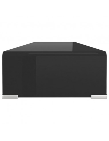 Mobile/Rialzo Porta TV in Vetro Nero 100x30x13 cm