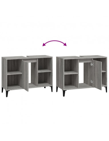 Mobile Lavabo Grigio Sonoma 80x33x60 cm in Legno Multistrato