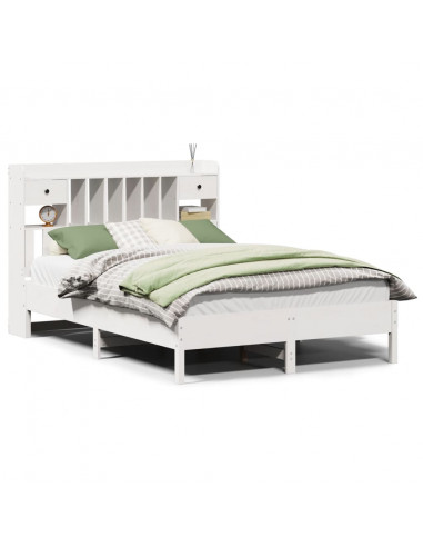 Letto Libreria senza Materasso Bianco 140x200 cm Legno di Pino