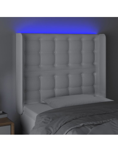 Testiera a LED Bianco 93x16x118/128 cm in Similpelle