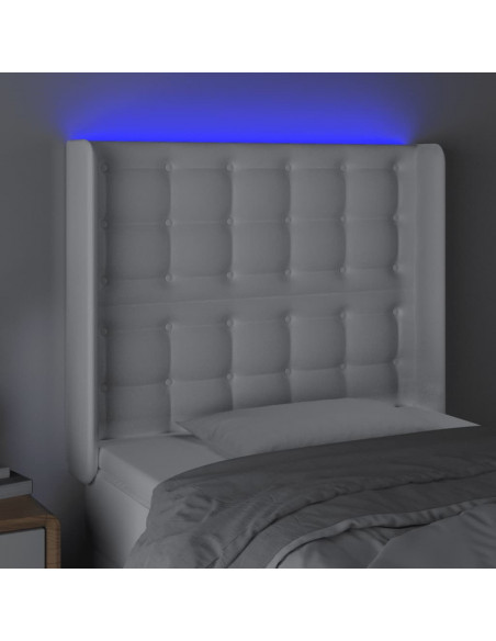 Testiera a LED Bianco 93x16x118/128 cm in Similpelle