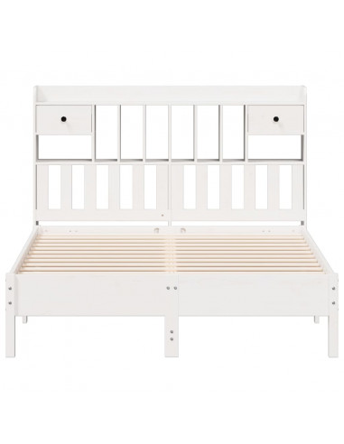 Letto Libreria senza Materasso Bianco 140x200 cm Legno di Pino