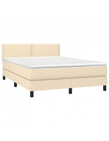 Letto a Molle con Materasso e LED Crema 140x190 cm in Tessuto