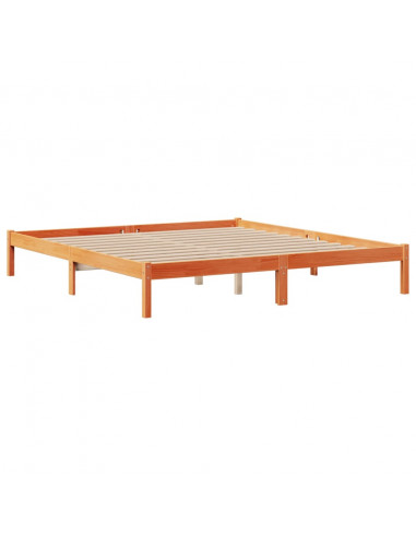 Letto Libreria senza Materasso Marrone Cera 200x200 cm in Pino