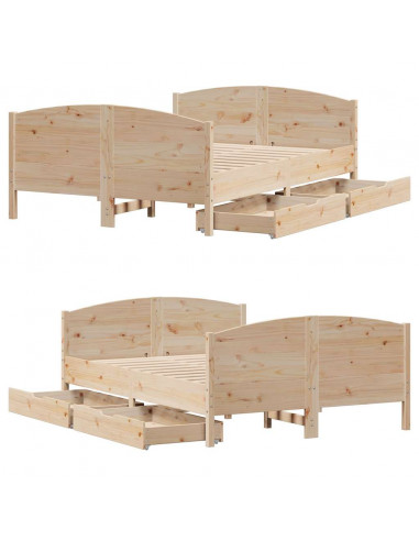 Letto senza Materasso 120x190 cm in Legno Massello di Pino