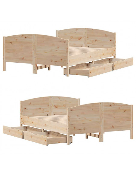 Letto senza Materasso 120x190 cm in Legno Massello di Pino