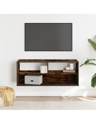 Mobile TV Rovere Fumo 100x31x39,5cm Legno Multistrato e Metallo