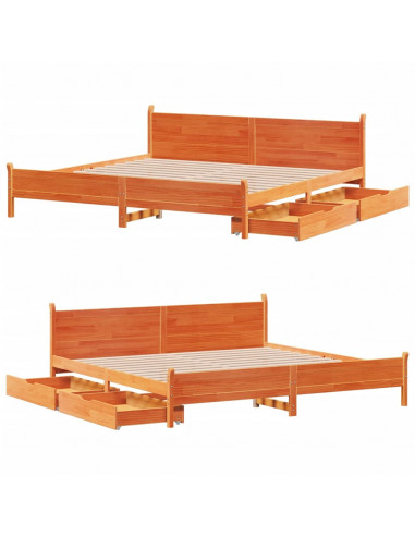 Letto senza Materasso Marrone Cera 180x200 cm in Legno di Pino