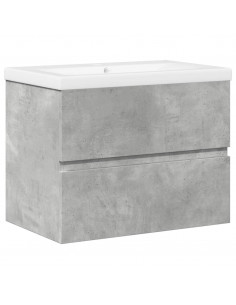 Set Mobili da Bagno 2 pz Grigio Cemento in Legno Multistrato 2