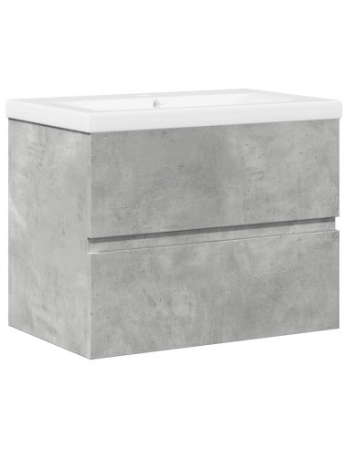 Set Mobili da Bagno 2 pz Grigio Cemento in Legno Multistrato